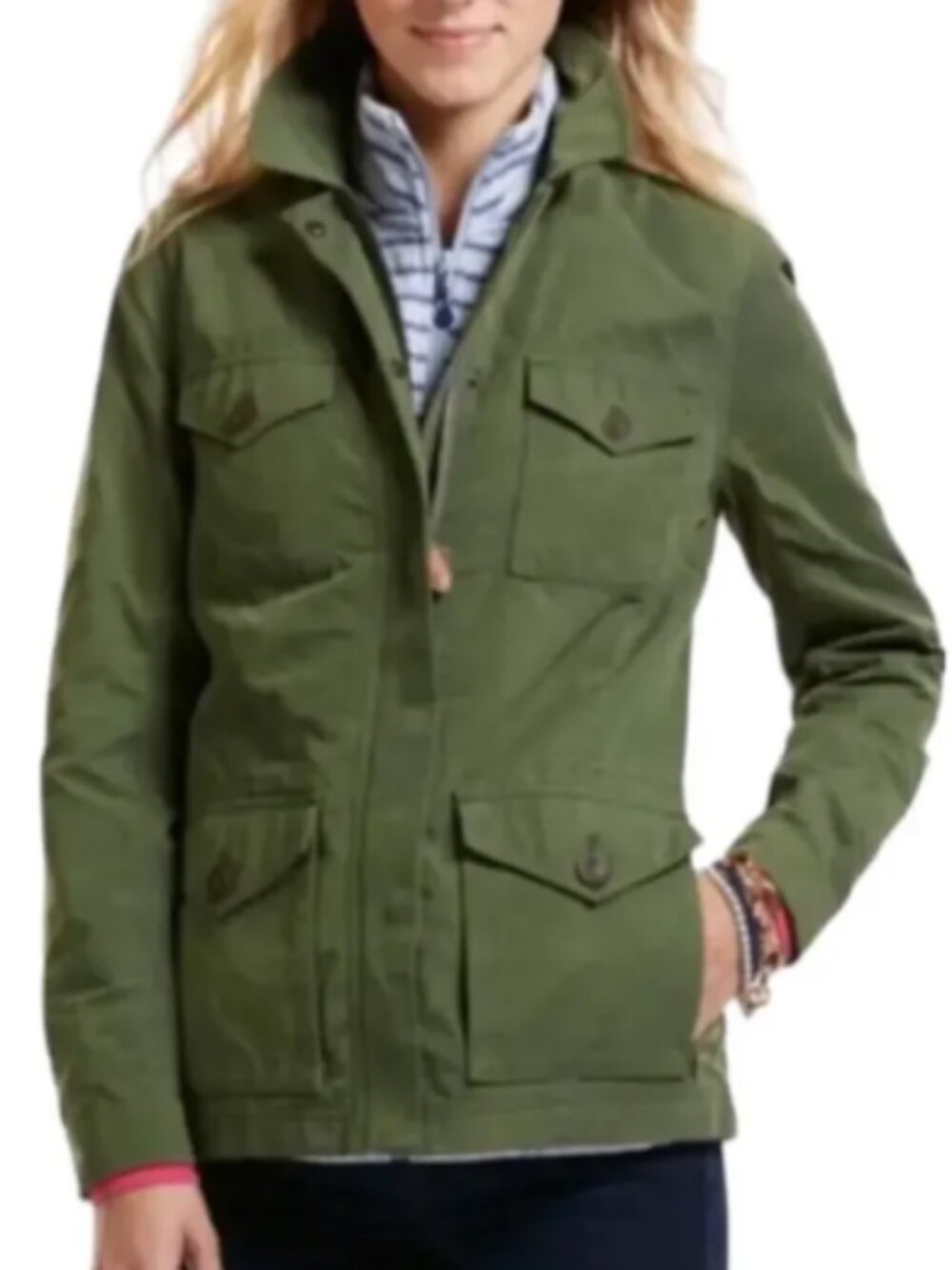 Vineyard Vines Utility Barn Waxed Jacket Olive Green Size S